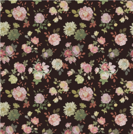 Eijffinger Rice Fotobehang 383612 Vintage Flowers Black