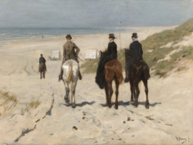 Canvasdoek Morgenrit langs het strand, Anton Mauve, 1876