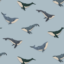 Studio Ditte Walvis behang lichtblauw (met gratis lijm!)