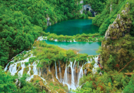 Fotobehang Bergmeer en Waterval