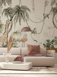 Annet Weelink Jungle Jazz Off White Mural (met gratis lijm!)