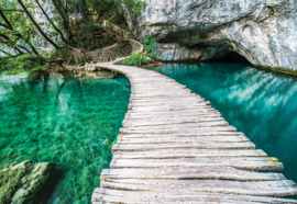 Fotobehang Lake Wood Walkway