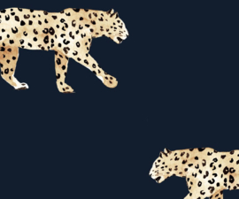 Annet Weelink Leopard Navy behang