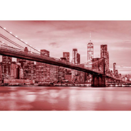 Fotobehang Brooklyn Bridge NYC Rood