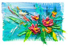 Fotobehang Art Paint Scrapes Flowers