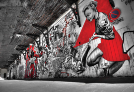 Fotobehang Grunge Graffiti Black White Red