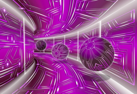 Fotobehang Modern 3D Tech Tunnel Purple