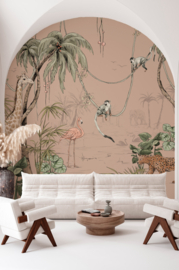 Annet Weelink Jungle Jazz Dusty Blush Mural (met gratis lijm!)