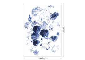 Kek Book V wp-207 Royal Blue Flowers 194,8cm breed x 280cm hoog (met gratis lijm!)