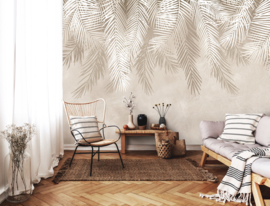 Fotobehang Beige palmbladeren