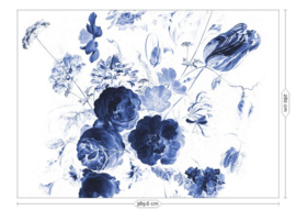 Kek Book V wp-223 Royal Blue Flowers 389,6cm breed x 280cm hoog (met gratis lijm!)