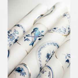 Studio Ditte Porselein behang blauw & goud (versie 2024) met gratis lijm!