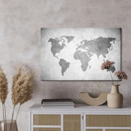 Canvasdoek World Map In Shades Of Grey