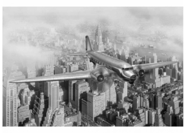 Fotobehang Vliegtuig boven N.Y