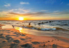 Fotobehang Zee met zonsondergang