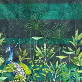 Designers Guild PDG1069/01 Arjuna Leaf with Peacock Veridian