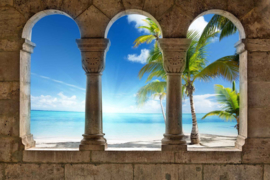 Fotobehang Uitzicht op het Palmstrand