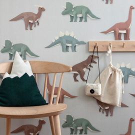 Studio Ditte Dinosaurus behang lichtgrijs