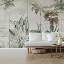 Annet Weelink Tropical Wilderness  Beige/Green Mural