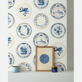 Studio Ditte Porselein behang blauw & goud (versie 2024) met gratis lijm!
