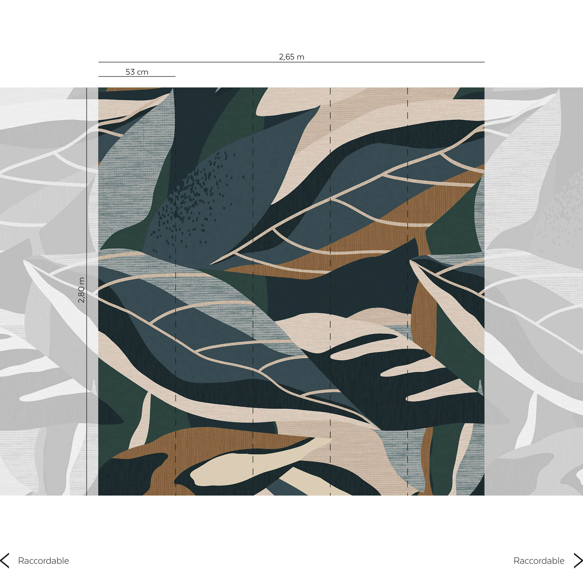 Lutèce Couleurs et Matieres 56240501 Calathea Bleuté 265cm x 280cm hoog (met gratis lijm!)
