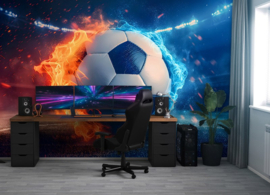 Fotobehang Brandende voetbal