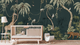 Annet Weelink Jungle Jazz Dark Teal Mural