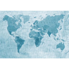 Fotobehang Wereldkaart Blauw