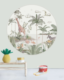 Creative Lab behangcirkel  Smiling Jungle Moon 95cm (met gratis lijm!)