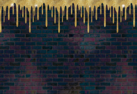 Fotobehang Brick Wall Texture Black And Gold