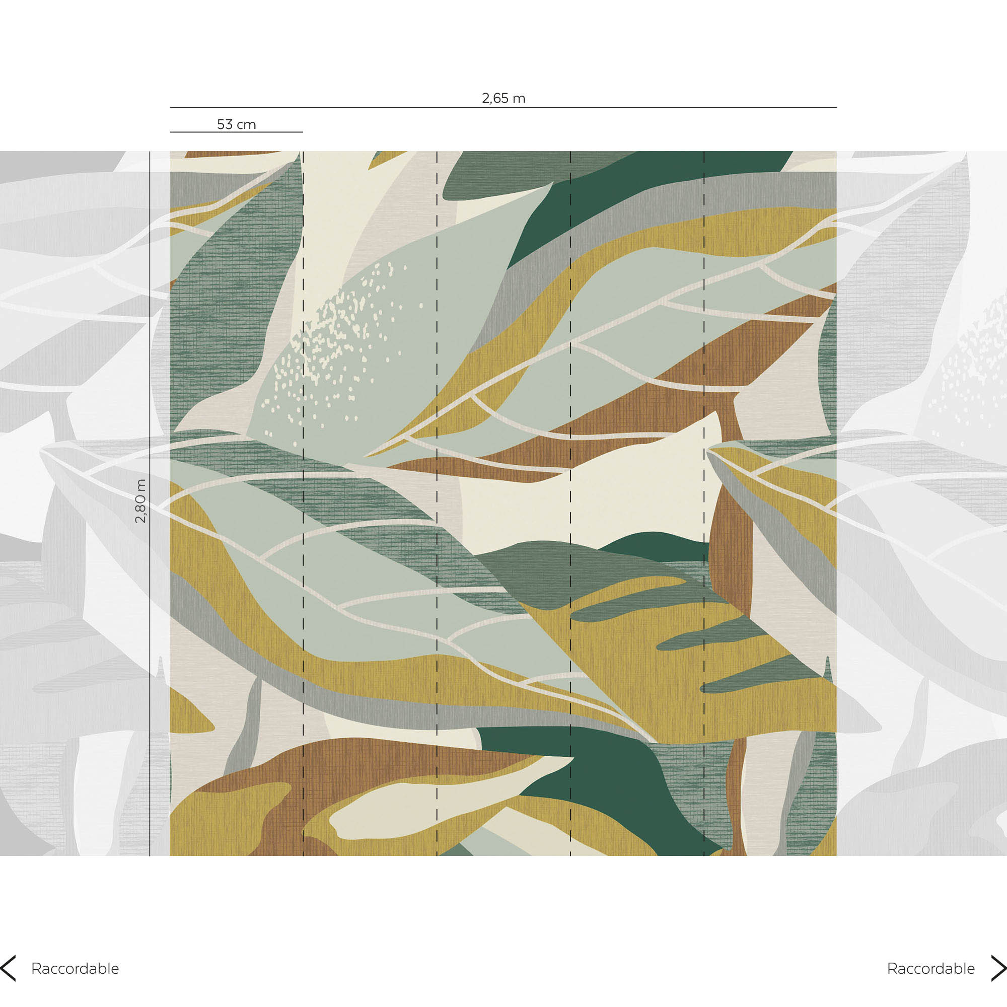 Lutèce Couleurs et Matieres 56240504 Calathea Vert 265cm x 280cm hoog (met gratis lijm!)
