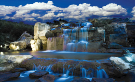 Fotobehang Waterval en Wolken