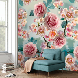 Colorful Florals&Retro fotobehang designed by INGK7294