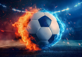Fotobehang Brandende voetbal