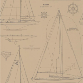 Ralph Lauren Coastal Papers PRL5035/03 Boat Blueprint