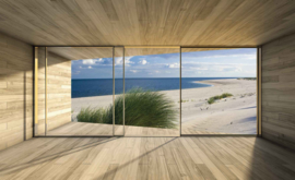 Fotobehang Uitzicht op de zee en het strand