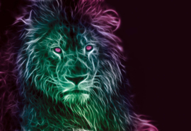 Fotobehang Moderne leeuw in neonlicht