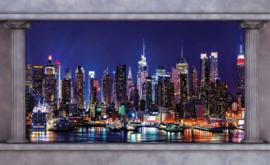 Fotobehang Doorkijk New York  Skyline Pilaren