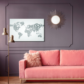 Canvasdoek World Map With Inscriptions