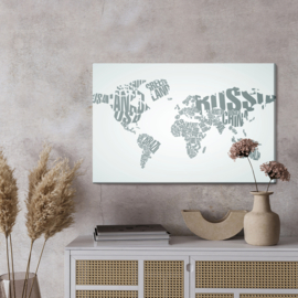 Canvasdoek World Map With Inscriptions