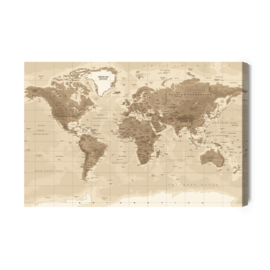 Canvasdoek Physical World Map