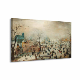 Canvasdoek Winterlandschap met schaatsers, Hendrick Avercamp, ca. 1608