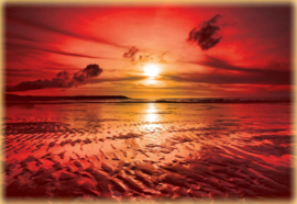 Fotobehang Zonsondergang bij het Strand