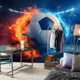 Fotobehang Brandende voetbal