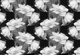 Fotobehang Zwart-wit bloemenpatroon