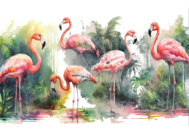 Fotobehang Flamingo's