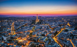 Fotobehang Parijs Eijffeltoren bij zonsondergang