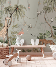 Annet Weelink Jungle Jazz Dusty Mint Mural