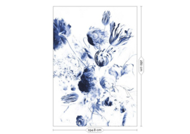 Kek Book V wp-208 Royal Blue Flowers 194,8cm breed x 280cm hoog (met gratis lijm!)
