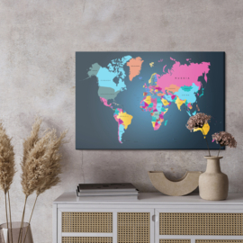 Canvasdoek Multicolored Political World Map